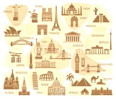 Icons world tourist attractions