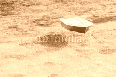 Barca floating in transparent water