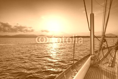 sunset on the sea from the sail boat