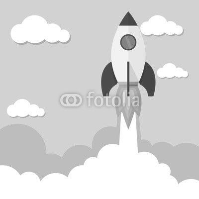 Rocket launch. Vector illustration.