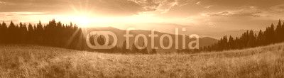 Panoramic view of the sunrise in the Tatra mountains