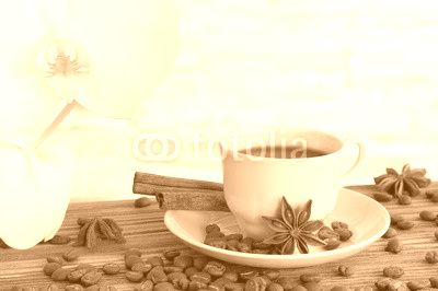 Black coffee with cinnamon