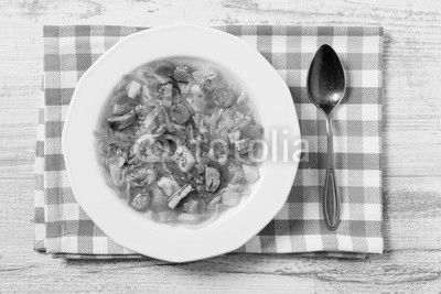 Homemade cabbage soup, cooked on smoked ribs.