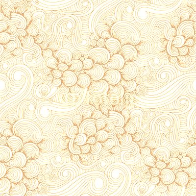 Ornamental Green Waves and Shells Seamless Pattern