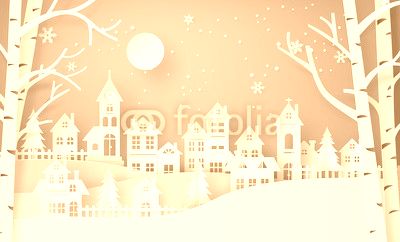 Winter Snow Urban Countryside Landscape City Village with ful lm