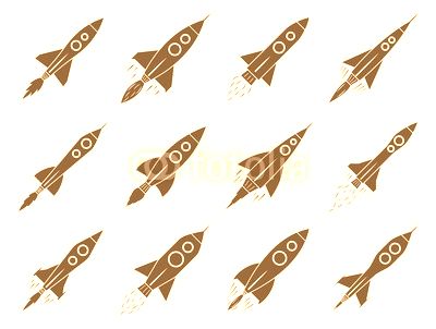 Set of vector rocket icons isolated on white