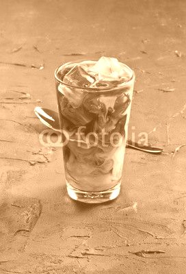 Iced coffee and milk.