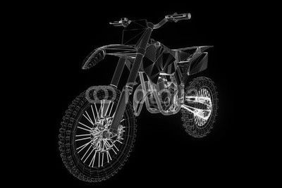 Motorbike in Hologram Wireframe Style. Nice 3D Rendering
