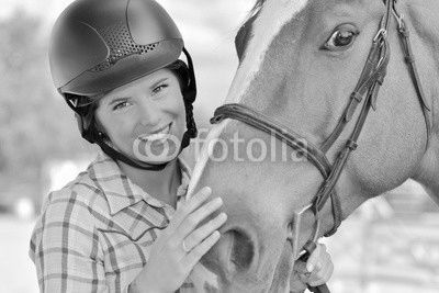 close-up portrait of pretty girl and her beloved horse friend