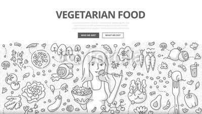 Vegetarian Food Doodle Concept