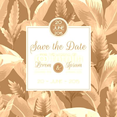 Save the Date, Invitation, Congratulation Card, for Wedding, Baby Shower. Tropical Flowers and Leaves in vector