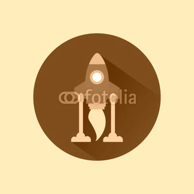 space rocket icon over blue circle and yellow background. colorful design. vector illustration