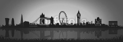 London Skyline Silhouette at night