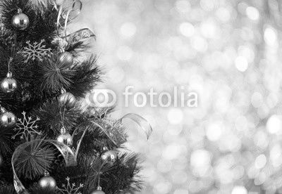 Christmas tree background with gold blurred light