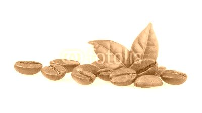 coffee grains with leaves isolated