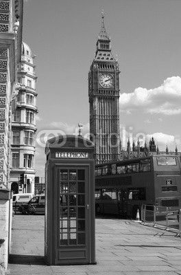 Telephone box, Big Ben and double decker bus in London