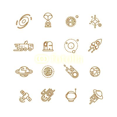 Cosmos, astronomy and astrology space line vector icons. Astronomy icon, space astronomy universe, astronomy galaxy illustration