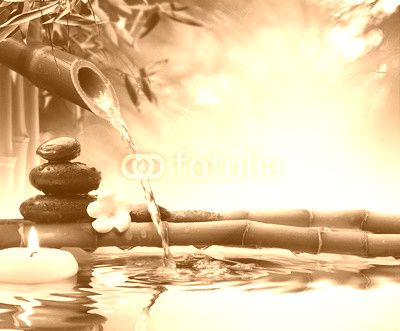 spa stones in garden with flow water