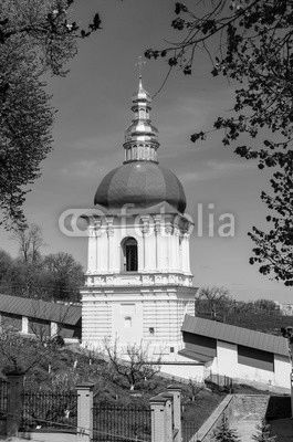 KIEV, UKRAINE - April 17, 2017: Belfry in the Middle Caves,  Kiev-Pecherskaya Lavra,