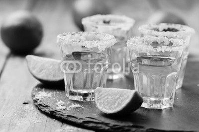 Gold tequila with lime and salt