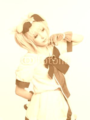 Manga girl on white