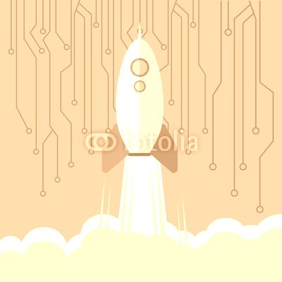 rocket with science related icons image vector illustration
