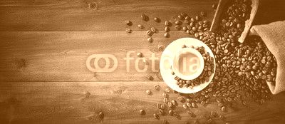 Espresso and coffee beans