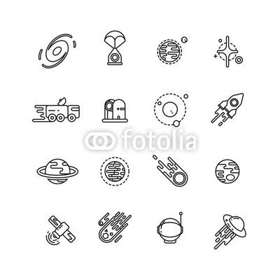 Cosmos, astronomy and astrology space line vector icons. Astronomy icon, space astronomy universe, astronomy galaxy illustration