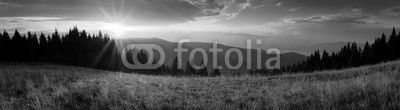 Panoramic view of the sunrise in the Tatra mountains