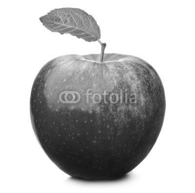 red apple with leaf isolated on white background