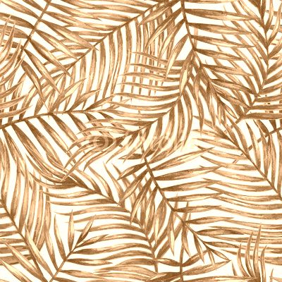 Watercolor tropical palm leaves seamless pattern. Vector illustration.