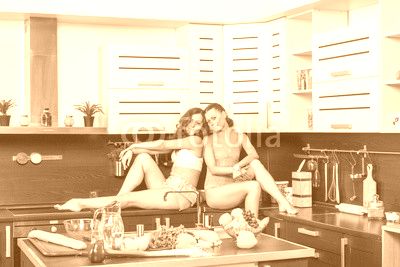 Twins in kitchen