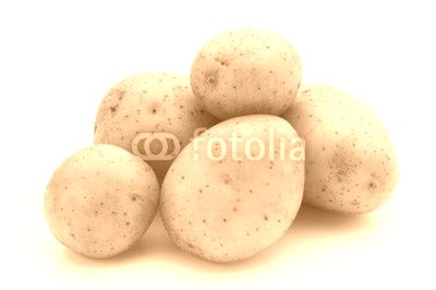 Raw potato isolated on white background.