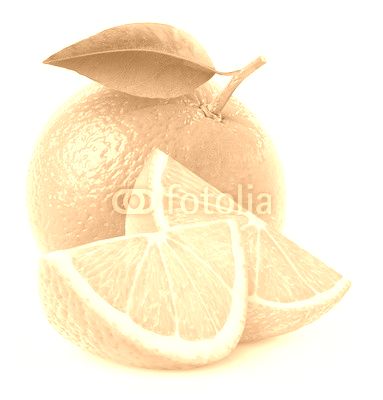 Isolated orange fruit and slices