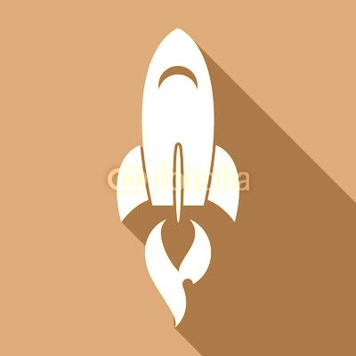 Long shadow icon with a rocket