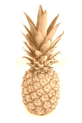 pineapple with fresh green leaves isolated on white background