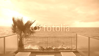 Bad Weather Rough Sea Terrace View in Italy