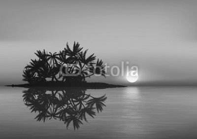 île déserte - île - coucher de soleil - Maldives - vacances - soleil couchant - 