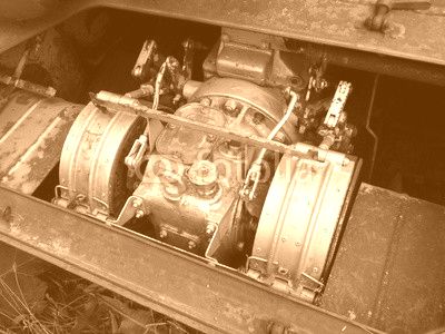 detail motor of an old military tank