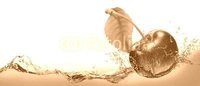 Juicy cherry berry in a spray of cool water.