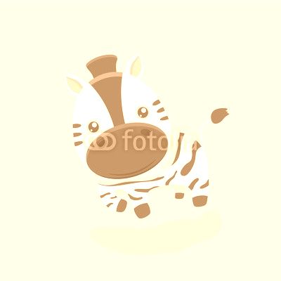 Vector cartoon character of little funny zebra.
