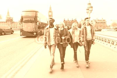 Group of friends having fun in London
