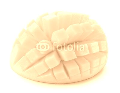 mango cube slices isolated on the white background