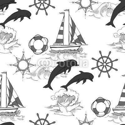Nautical seamless pattern