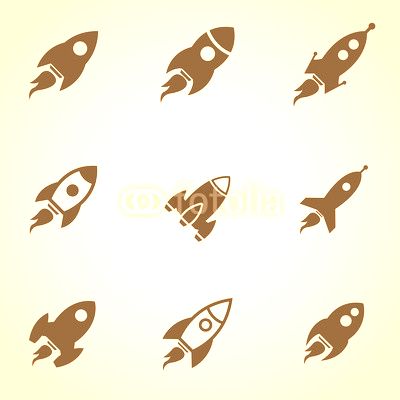 Vector black rocket icon set. Rocket Icon Object, Rocket Icon Picture, Rocket Icon Image - stock vector