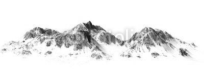 
Snowy Mountains - Mountain Peak - separated on white background