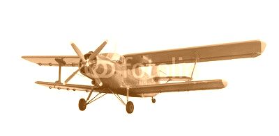 Red airplane biplane with piston engine