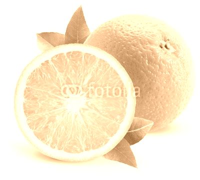 orange with half of orange isolated on the white background