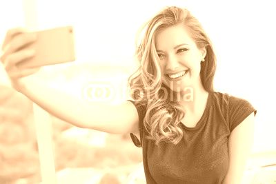Woman doing selfie phone 