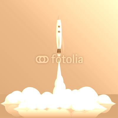 vector illustration of a rocket launch or of a spaceship, or a spacecraft, startup concept